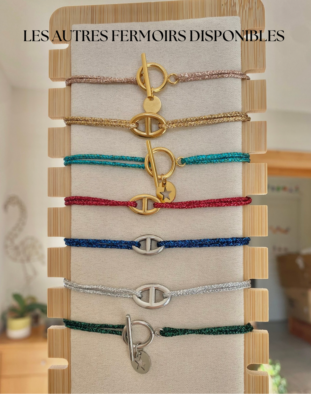 bracelet cordon pailleté OT étoile