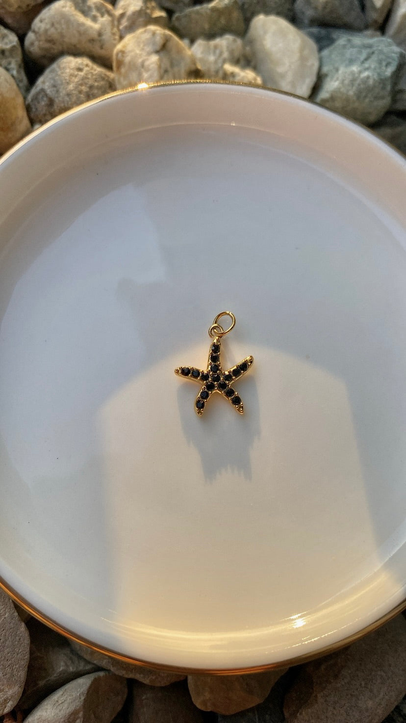 Charm Étoile de mer strass noirs