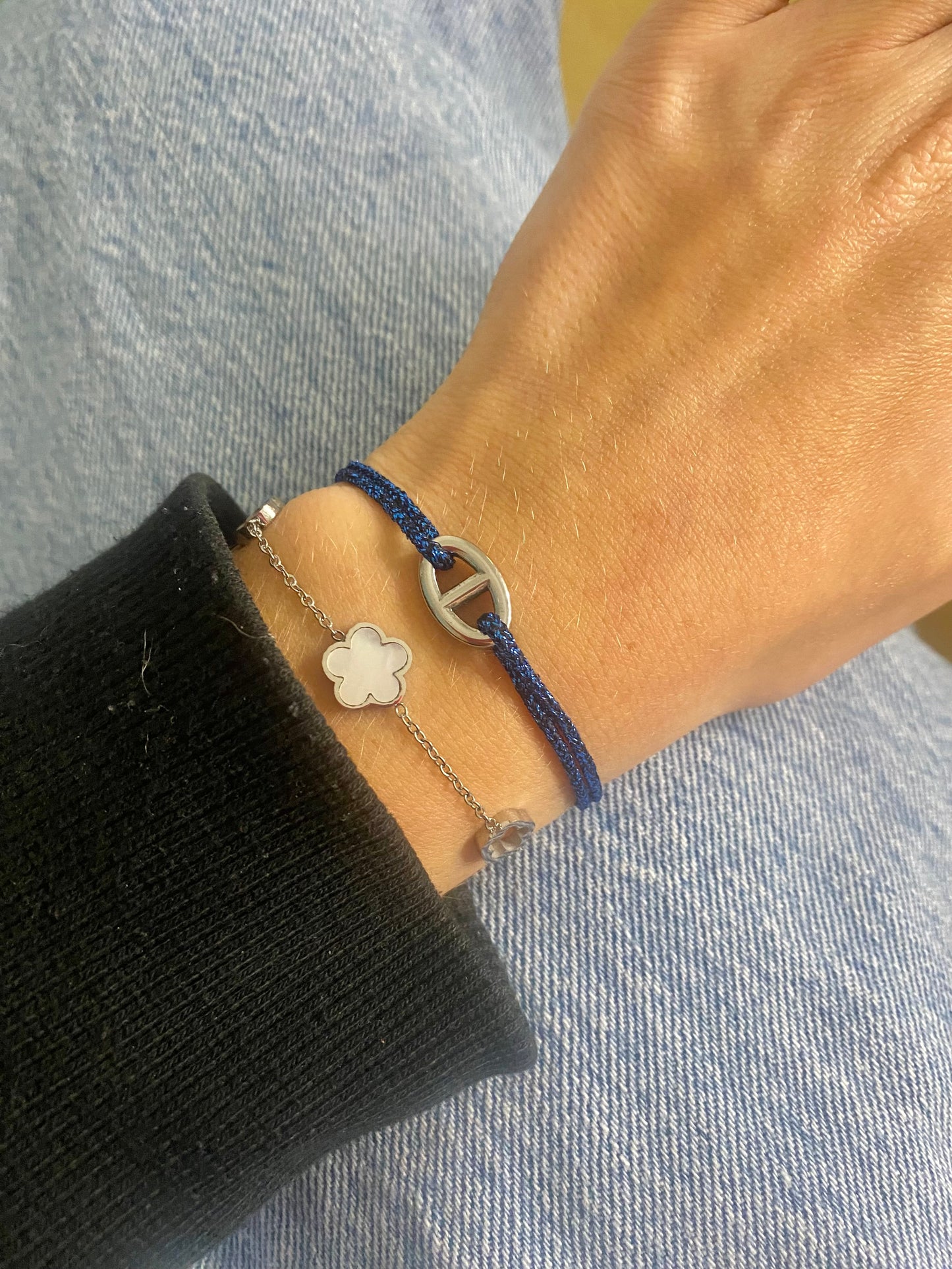 bracelet trèfle en acier inoxydable ajustable