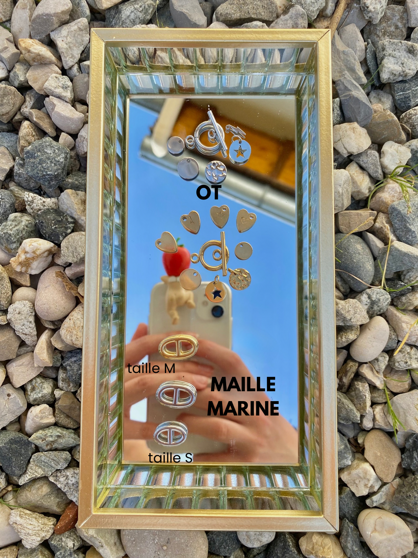 bracelet cordon pailleté grande maille marine