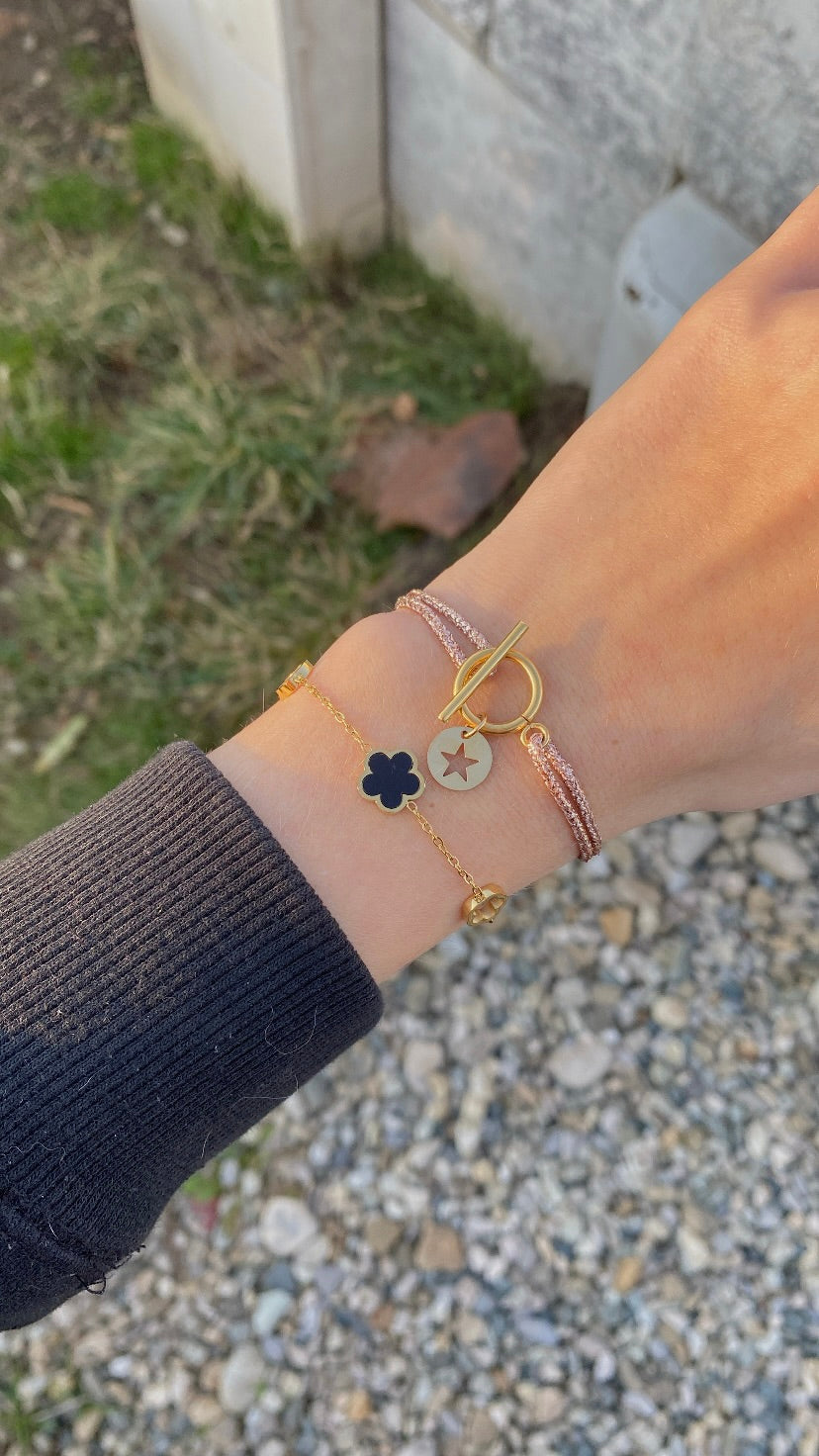 bracelet trèfle en acier inoxydable ajustable