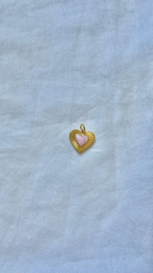 charm double coeur rose