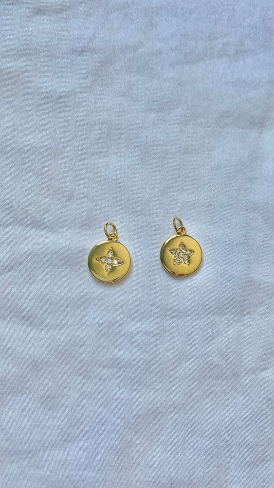 charm rond + étoile / trèfle strass