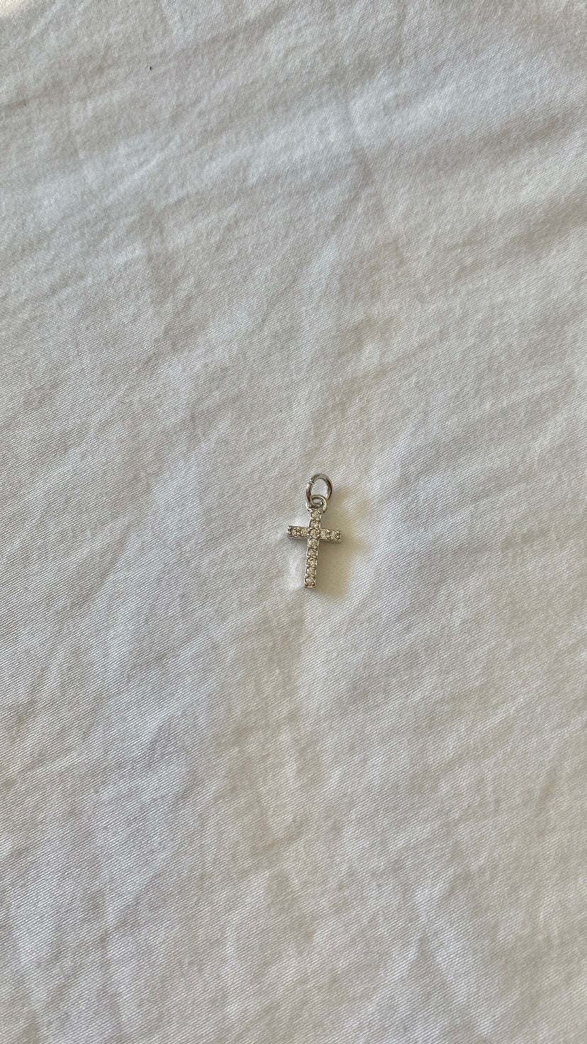 charm croix strass argenté