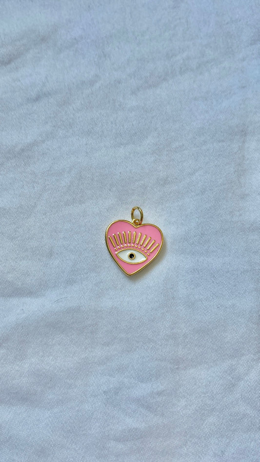 charm coeur rose œil
