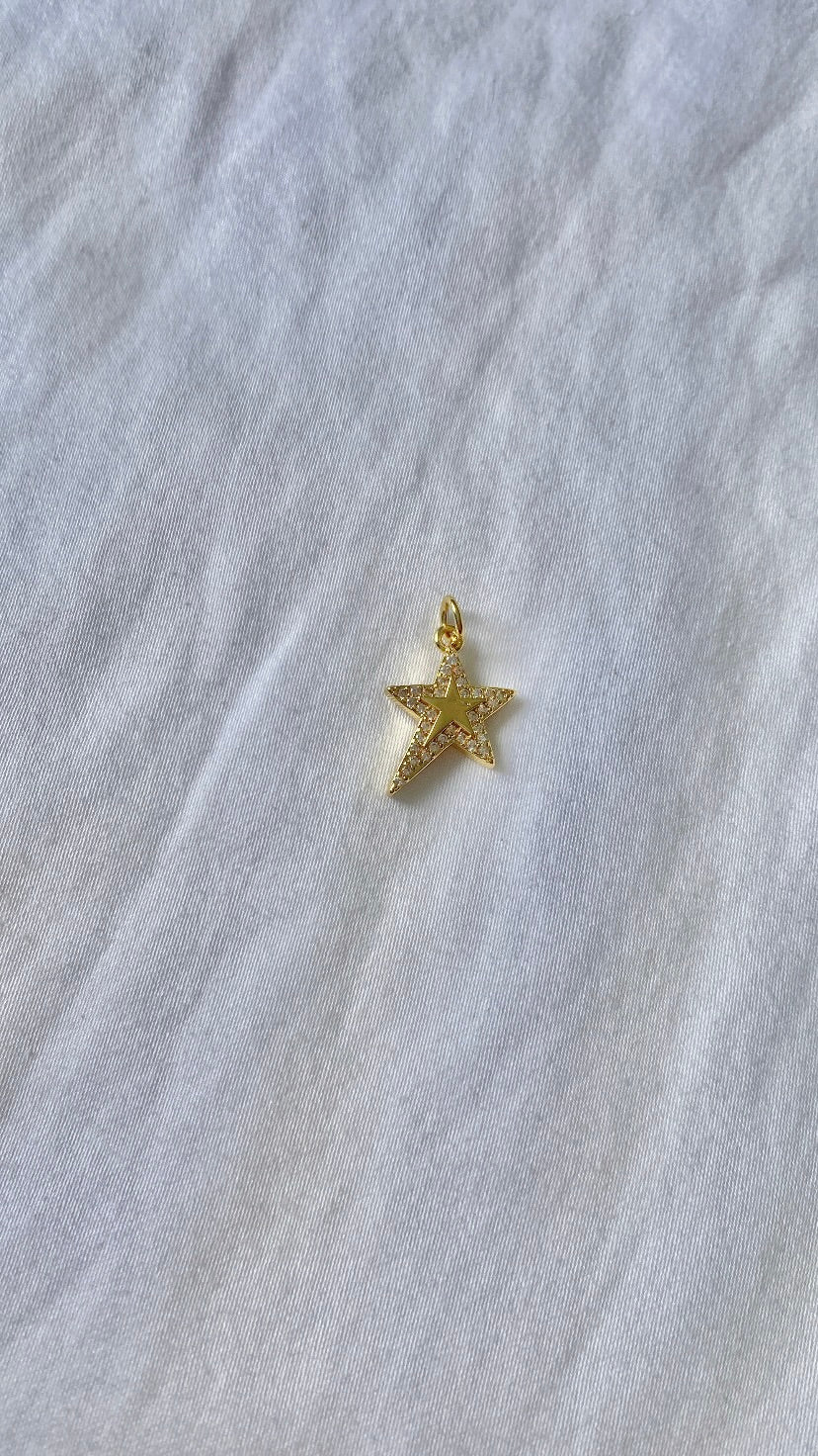 charm double étoile strass