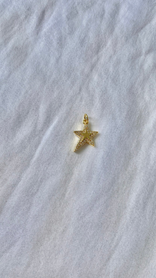 charm double étoile strass