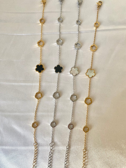 bracelet trèfle en acier inoxydable ajustable