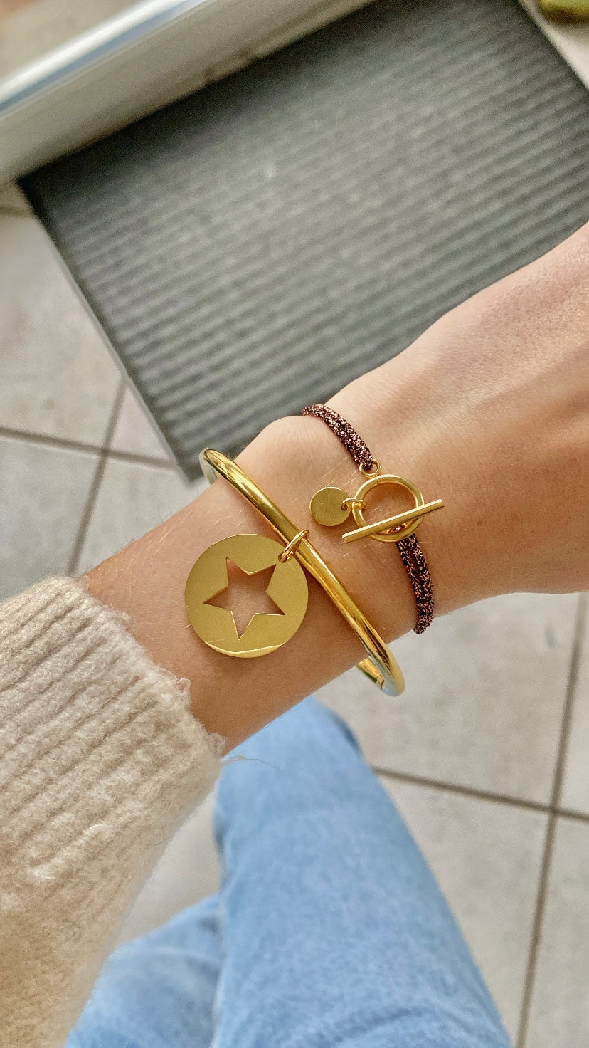 bracelet cordon pailleté OT petit rond