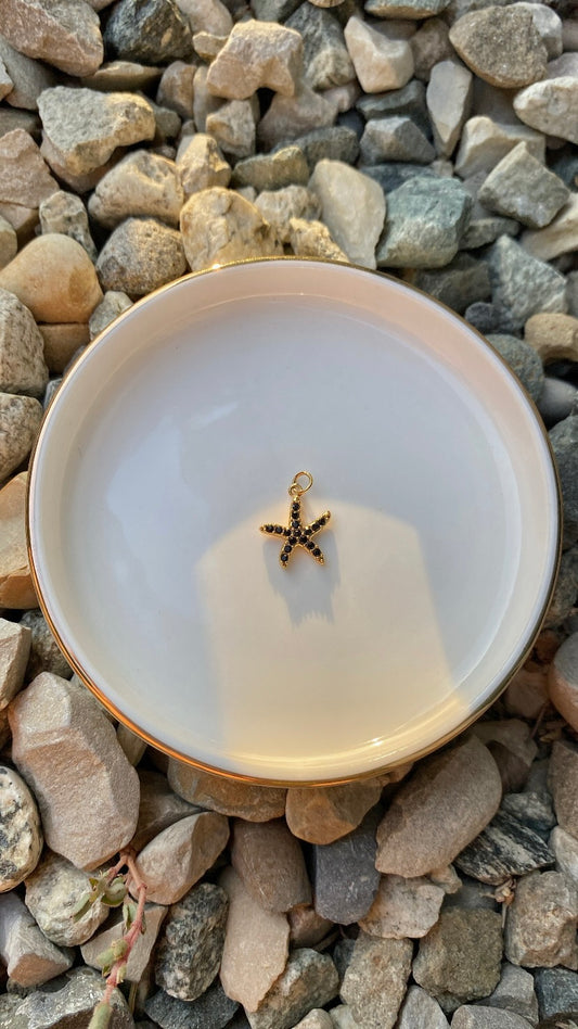 Charm Étoile de mer strass noirs