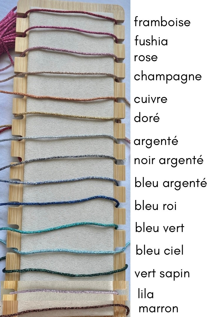 bracelet cordon pailleté petite maille marine