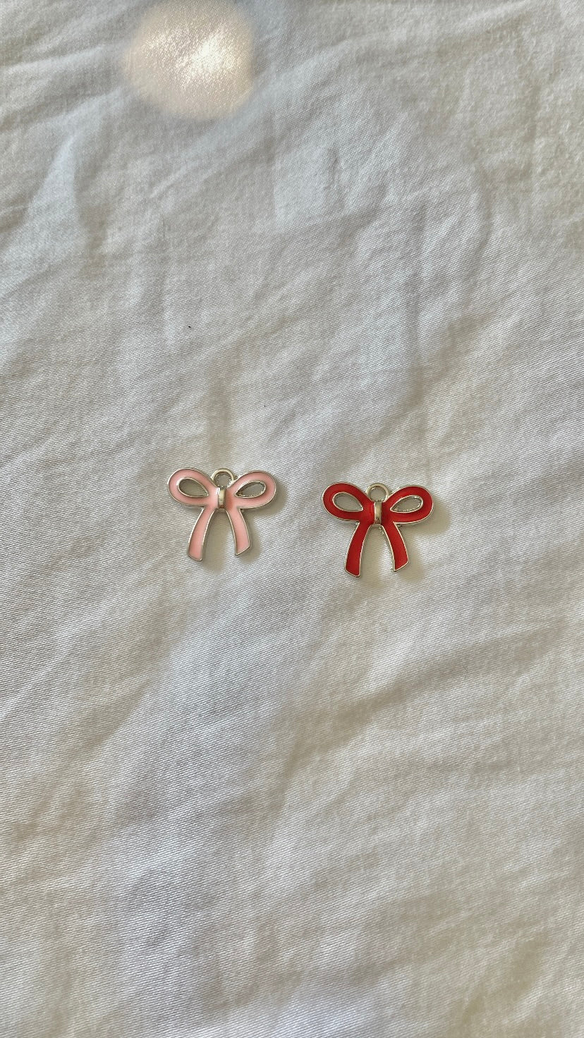 charm argenté noeud coquette rose/rouge