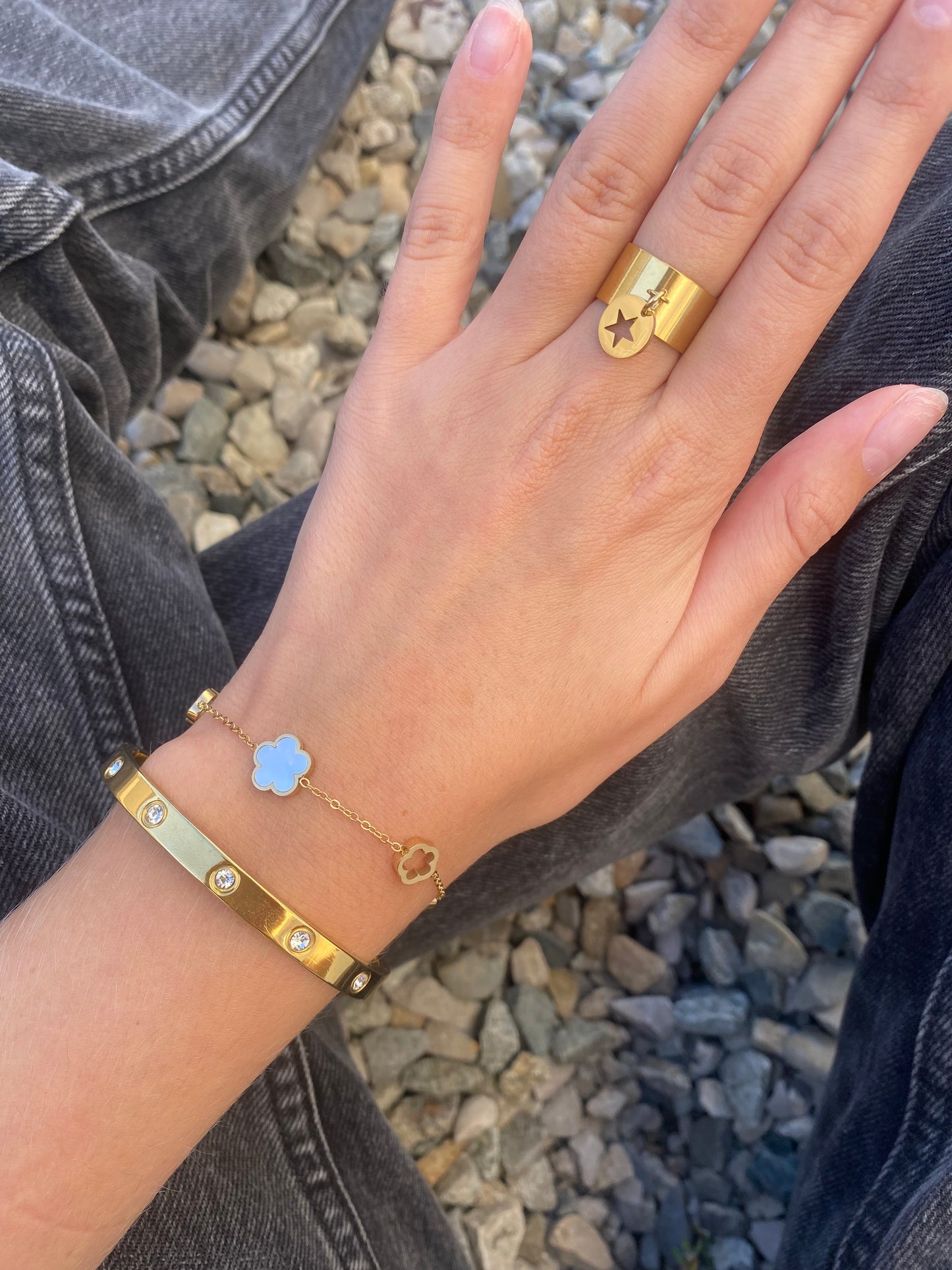 bracelet trèfle en acier inoxydable ajustable