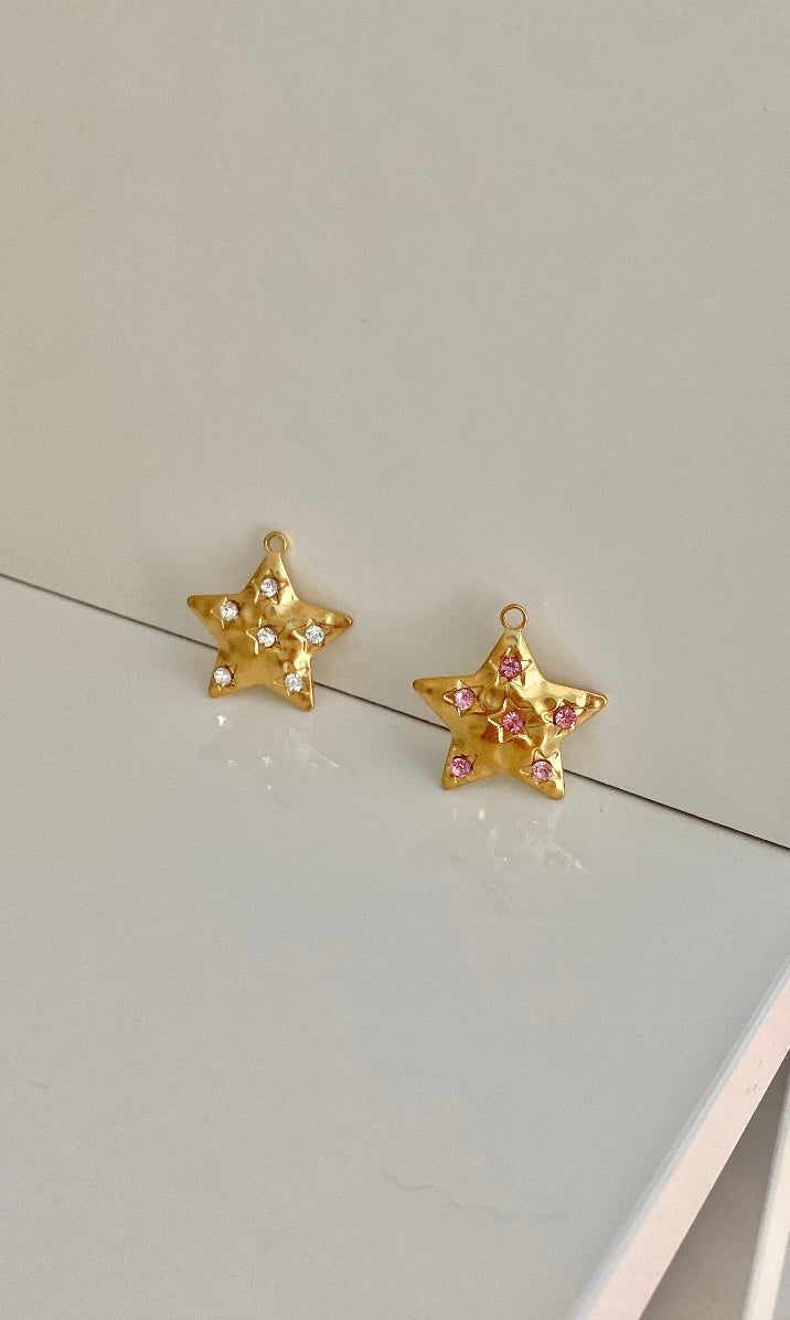 charm étoile strass blancs / roses